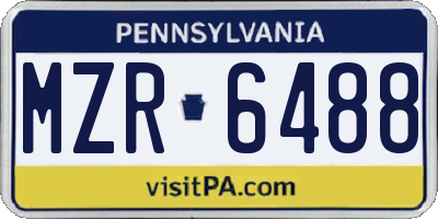 PA license plate MZR6488
