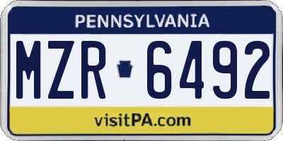 PA license plate MZR6492