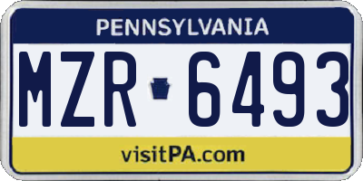 PA license plate MZR6493