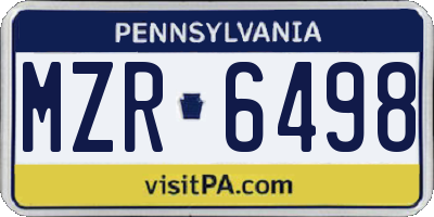 PA license plate MZR6498
