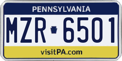 PA license plate MZR6501