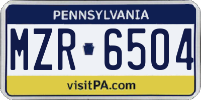 PA license plate MZR6504