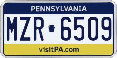 PA license plate MZR6509