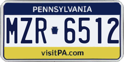PA license plate MZR6512