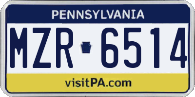 PA license plate MZR6514