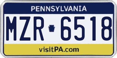 PA license plate MZR6518