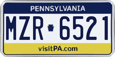 PA license plate MZR6521