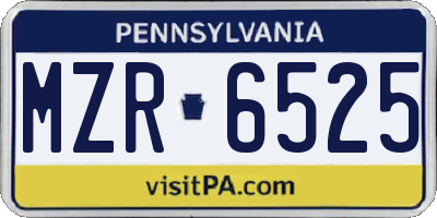 PA license plate MZR6525
