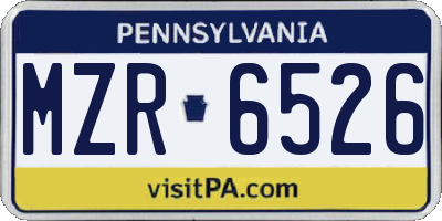 PA license plate MZR6526