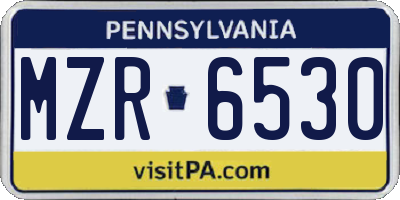 PA license plate MZR6530