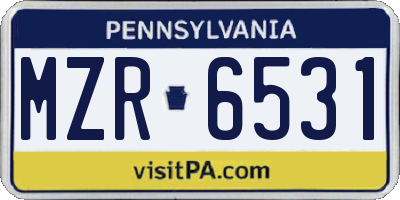 PA license plate MZR6531
