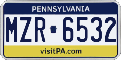PA license plate MZR6532