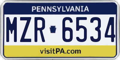 PA license plate MZR6534