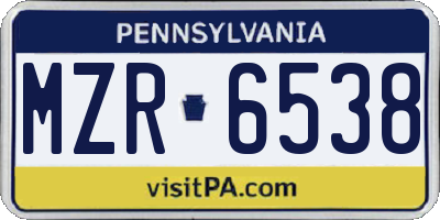 PA license plate MZR6538