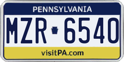 PA license plate MZR6540
