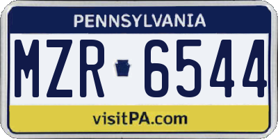 PA license plate MZR6544