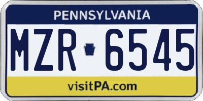 PA license plate MZR6545