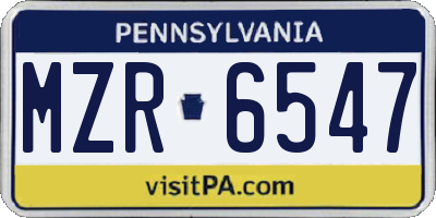 PA license plate MZR6547
