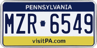 PA license plate MZR6549