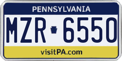 PA license plate MZR6550