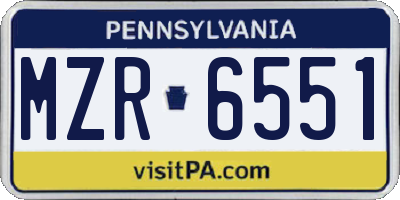 PA license plate MZR6551