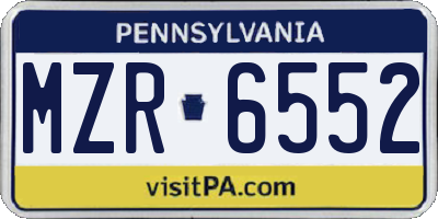 PA license plate MZR6552