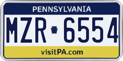 PA license plate MZR6554
