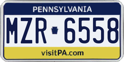 PA license plate MZR6558
