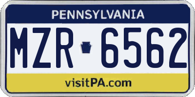PA license plate MZR6562