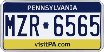 PA license plate MZR6565