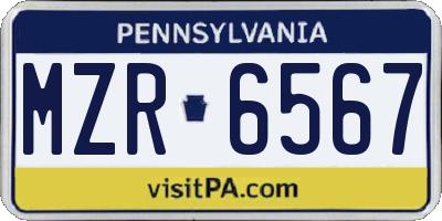 PA license plate MZR6567