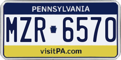 PA license plate MZR6570