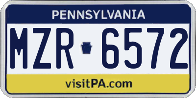 PA license plate MZR6572
