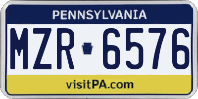 PA license plate MZR6576