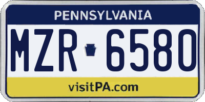 PA license plate MZR6580