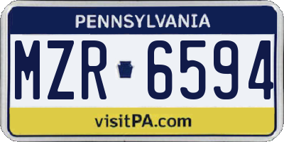 PA license plate MZR6594