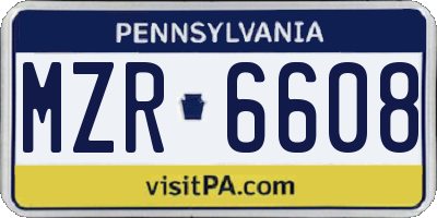 PA license plate MZR6608