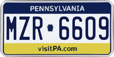 PA license plate MZR6609
