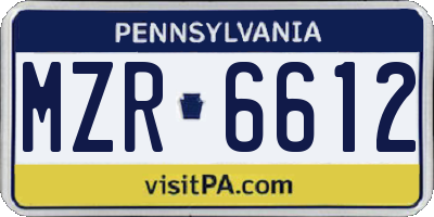 PA license plate MZR6612