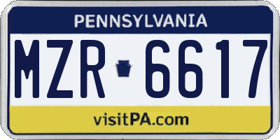 PA license plate MZR6617