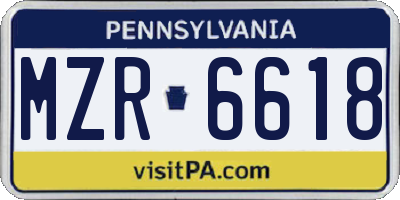 PA license plate MZR6618