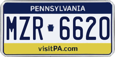 PA license plate MZR6620