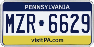 PA license plate MZR6629
