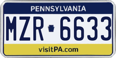 PA license plate MZR6633