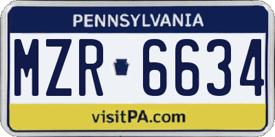 PA license plate MZR6634