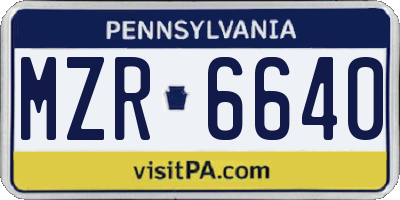 PA license plate MZR6640