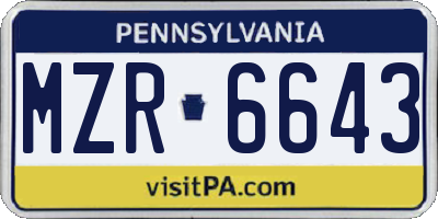 PA license plate MZR6643