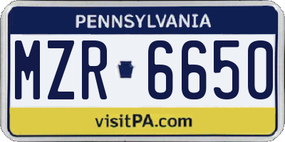 PA license plate MZR6650