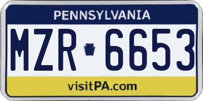 PA license plate MZR6653