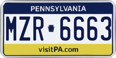 PA license plate MZR6663